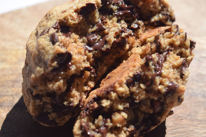 Gluten Free, Vegan Gooey Hazelnut 'Notella' Filled Chunky Cookies